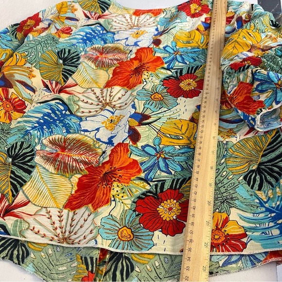 Mirror Image Top Floral Size 1X Tie Front Blouse Bell Sleeve - Picture 9 of 11